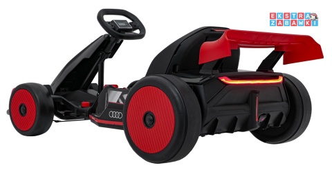 Gokart Audi na akumulator - czerwony, 2x150W 24V/7Ah, LED, MP3, radio FM, EVA, BT, drift/sport [AHL007A]