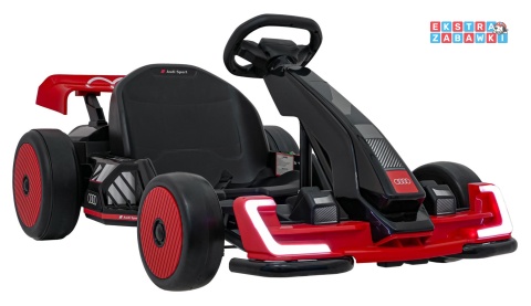 Gokart Audi na akumulator - czerwony, 2x150W 24V/7Ah, LED, MP3, radio FM, EVA, BT, drift/sport [AHL007A]