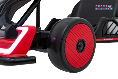 Gokart Audi na akumulator - czerwony, 2x150W 24V/7Ah, LED, MP3, radio FM, EVA, BT, drift/sport [AHL007A]