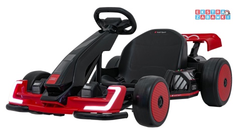 Gokart Audi na akumulator - czerwony, 2x150W 24V/7Ah, LED, MP3, radio FM, EVA, BT, drift/sport [AHL007A]