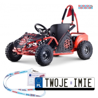 Gokart Fast Dragon na akumulator - czerwony, 1x1000W 48V/12Ah, koła pompowane, regulacja siedzenia, pasy, kluczyk [GK005E]