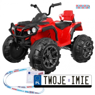 Quad ATV na akumulator - czerwony, 2x45W 12V/7Ah, wolny start, EVA, Radio, MP3, LED [BDM0906]