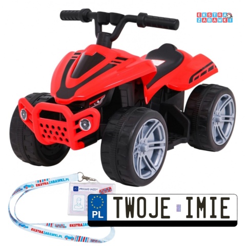 Quad Little Monster na akumulator - czerwony, 1x25W 6V/4.5Ah, do 30 kg, prześwit 5.5cm [TR1805]