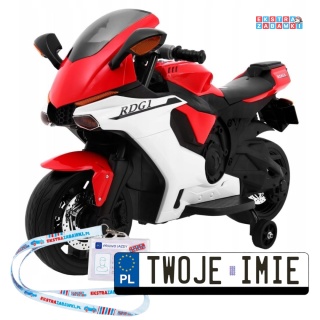 Superbike R1 na akumulator - czerwony, 1x30W 6V/7Ah, kółka boczne, LED, klakson, do 30 kg [TR1603]