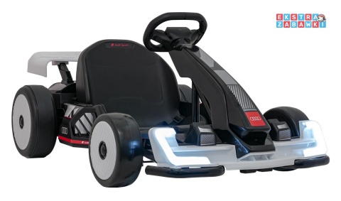 Gokart Audi na akumulator - biały, 2x150W 24V/7Ah, LED, MP3, radio FM, EVA, BT, drift/sport [AHL007A]