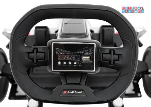 Gokart Audi na akumulator - biały, 2x150W 24V/7Ah, LED, MP3, radio FM, EVA, BT, drift/sport [AHL007A]