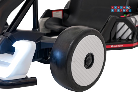 Gokart Audi na akumulator - biały, 2x150W 24V/7Ah, LED, MP3, radio FM, EVA, BT, drift/sport [AHL007A]