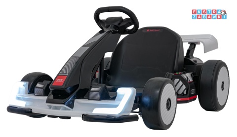 Gokart Audi na akumulator - biały, 2x150W 24V/7Ah, LED, MP3, radio FM, EVA, BT, drift/sport [AHL007A]