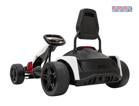 Gokart Fast 3 z driftem na akumulator - biały, 2x150W 24V/14Ah, radio, LED, pasy, EVA, BT [BDM0933]
