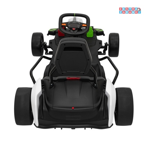 Gokart Fast 3 z driftem na akumulator - biały, 2x150W 24V/14Ah, radio, LED, pasy, EVA, BT [BDM0933]