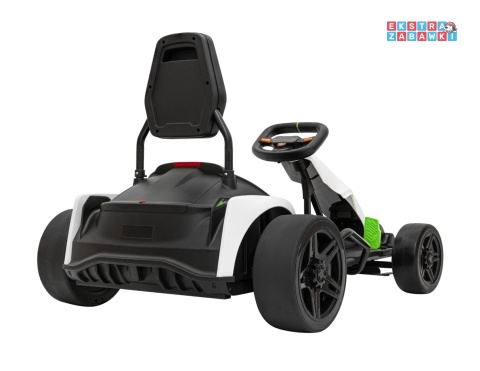 Gokart Fast 3 z driftem na akumulator - biały, 2x150W 24V/14Ah, radio, LED, pasy, EVA, BT [BDM0933]