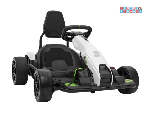 Gokart Fast 3 z driftem na akumulator - biały, 2x150W 24V/14Ah, radio, LED, pasy, EVA, BT [BDM0933]