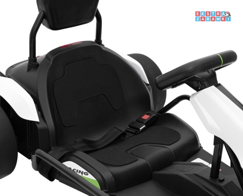 Gokart Fast 3 z driftem na akumulator - biały, 2x150W 24V/14Ah, radio, LED, pasy, EVA, BT [BDM0933]