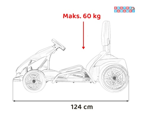 Gokart Fast 3 z driftem na akumulator - czerwony, 2x150W 24V/14Ah, radio, LED, pasy, EVA, BT [BDM0933]