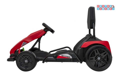 Gokart Fast 3 z driftem na akumulator - czerwony, 2x150W 24V/14Ah, radio, LED, pasy, EVA, BT [BDM0933]