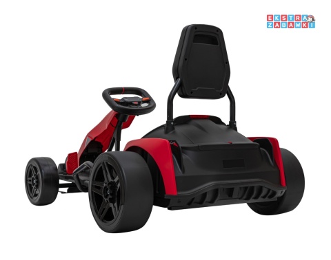 Gokart Fast 3 z driftem na akumulator - czerwony, 2x150W 24V/14Ah, radio, LED, pasy, EVA, BT [BDM0933]