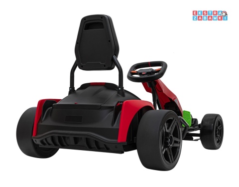 Gokart Fast 3 z driftem na akumulator - czerwony, 2x150W 24V/14Ah, radio, LED, pasy, EVA, BT [BDM0933]