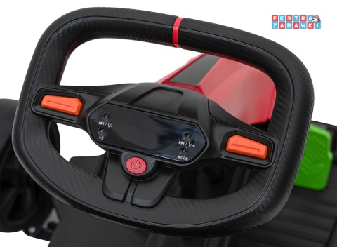 Gokart Fast 3 z driftem na akumulator - czerwony, 2x150W 24V/14Ah, radio, LED, pasy, EVA, BT [BDM0933]