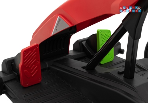 Gokart Fast 3 z driftem na akumulator - czerwony, 2x150W 24V/14Ah, radio, LED, pasy, EVA, BT [BDM0933]