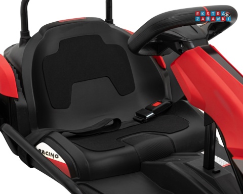 Gokart Fast 3 z driftem na akumulator - czerwony, 2x150W 24V/14Ah, radio, LED, pasy, EVA, BT [BDM0933]