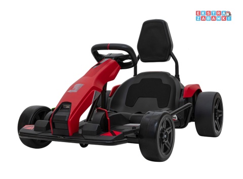 Gokart Fast 3 z driftem na akumulator - czerwony, 2x150W 24V/14Ah, radio, LED, pasy, EVA, BT [BDM0933]