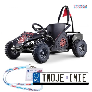Gokart Fast Dragon na akumulator - czarny, 1x1000W 48V/12Ah, koła pompowane, regulacja siedzenia, pasy, kluczyk [GK005E]