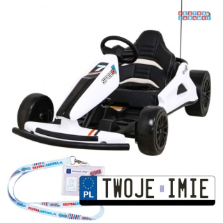 Gokart Speed 7 Drift King na akumulator - biały, 2x150W 24V/7Ah, z funkcją driftu, 2 prędkości, EVA [A035]