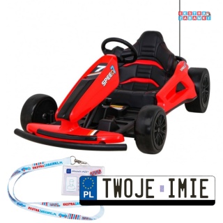 Gokart Speed 7 Drift King na akumulator - czerwony, 2x150W 24V/7Ah, z funkcją driftu, 2 prędkości, EVA [A035]