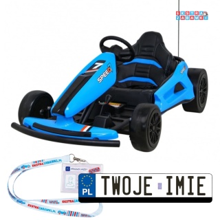 Gokart Speed 7 Drift King na akumulator - niebieski, 2x150W 24V/7Ah, z funkcją driftu, 2 prędkości, EVA [A035]