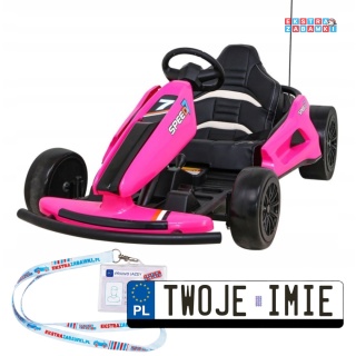 Gokart Speed 7 Drift King na akumulator - różowy, 2x150W 24V/7Ah, z funkcją driftu, 2 prędkości, EVA [A035]