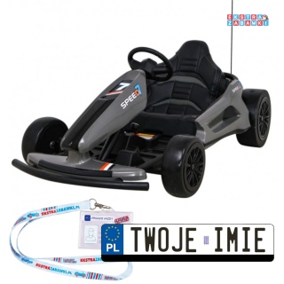 Gokart Speed 7 Drift King na akumulator - szary, 2x150W 24V/7Ah, z funkcją driftu, 2 prędkości, EVA [A035]