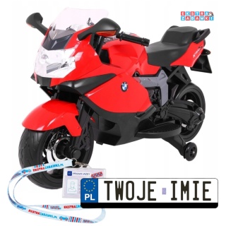 Motocykl BMW K1300S na akumulator - czerwony, 12V/5.5Ah, EVA, kółka pomocnicze, kluczyk, LED, panel muzyczny [PA.283]