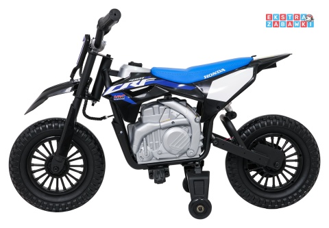 Motor HONDA CFR450R na akumulator - czarno-niebieski, 1x35W 12V/7Ah, EVA, amortyzator z tyłu, ekoskóra, manetka gazu [A9903]