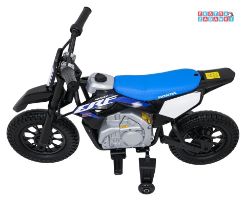 Motor HONDA CFR450R na akumulator - czarno-niebieski, 1x35W 12V/7Ah, EVA, amortyzator z tyłu, ekoskóra, manetka gazu [A9903]