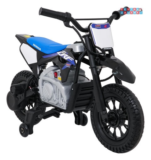 Motor HONDA CFR450R na akumulator - czarno-niebieski, 1x35W 12V/7Ah, EVA, amortyzator z tyłu, ekoskóra, manetka gazu [A9903]