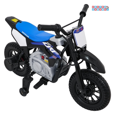 Motor HONDA CFR450R na akumulator - czarno-niebieski, 1x35W 12V/7Ah, EVA, amortyzator z tyłu, ekoskóra, manetka gazu [A9903]