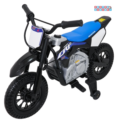 Motor HONDA CFR450R na akumulator - czarno-niebieski, 1x35W 12V/7Ah, EVA, amortyzator z tyłu, ekoskóra, manetka gazu [A9903]