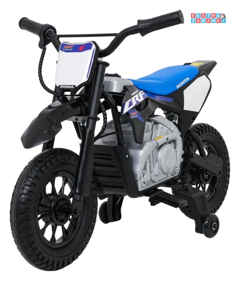 Motor HONDA CFR450R na akumulator - czarno-niebieski, 1x35W 12V/7Ah, EVA, amortyzator z tyłu, ekoskóra, manetka gazu [A9903]