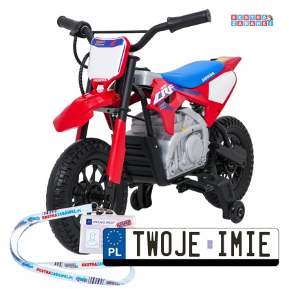 Motor HONDA CFR450R na akumulator - czerwony, 1x35W 12V/7Ah, EVA, amortyzator z tyłu, ekoskóra, manetka gazu [A9903]