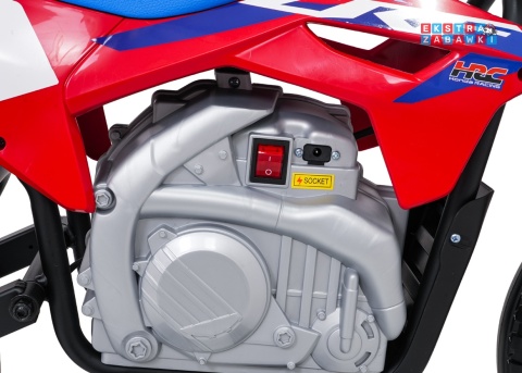 Motor HONDA CFR450R na akumulator - czerwony, 1x35W 12V/7Ah, EVA, amortyzator z tyłu, ekoskóra, manetka gazu [A9903]