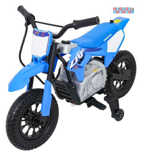 Motor HONDA CFR450R na akumulator - niebieski, 1x35W 12V/7Ah, EVA, amortyzator z tyłu, ekoskóra, manetka gazu [A9903]