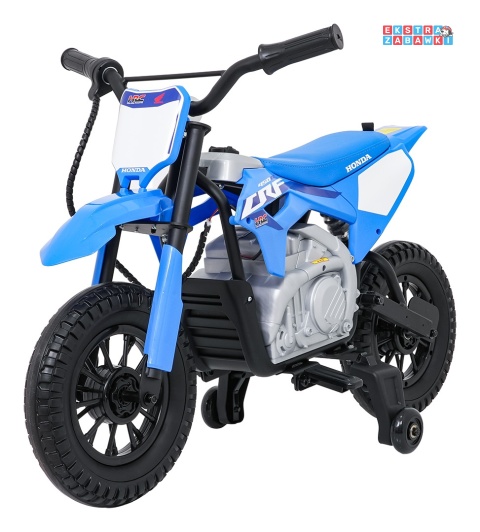 Motor HONDA CFR450R na akumulator - niebieski, 1x35W 12V/7Ah, EVA, amortyzator z tyłu, ekoskóra, manetka gazu [A9903]