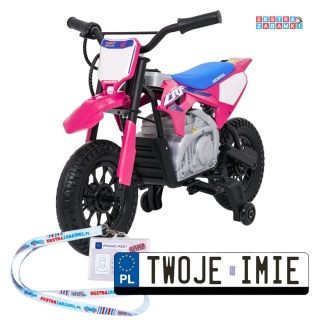 Motor HONDA CFR450R na akumulator - różowy, 1x35W 12V/7Ah, EVA, amortyzator z tyłu, ekoskóra, manetka gazu [A9903]