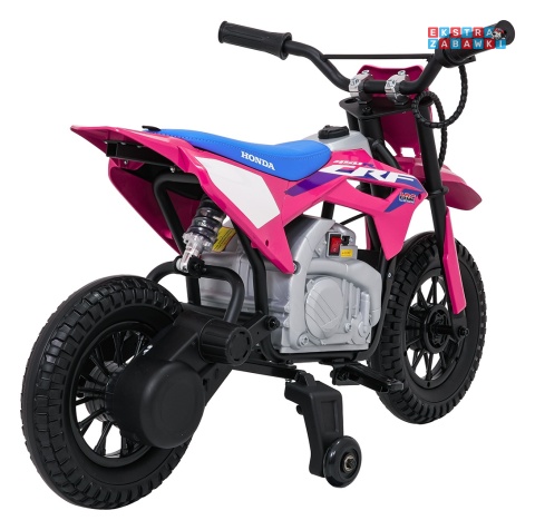 Motor HONDA CFR450R na akumulator - różowy, 1x35W 12V/7Ah, EVA, amortyzator z tyłu, ekoskóra, manetka gazu [A9903]