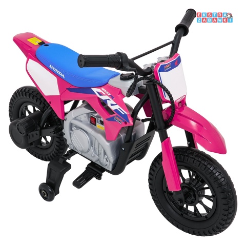 Motor HONDA CFR450R na akumulator - różowy, 1x35W 12V/7Ah, EVA, amortyzator z tyłu, ekoskóra, manetka gazu [A9903]
