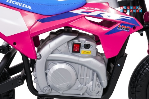 Motor HONDA CFR450R na akumulator - różowy, 1x35W 12V/7Ah, EVA, amortyzator z tyłu, ekoskóra, manetka gazu [A9903]