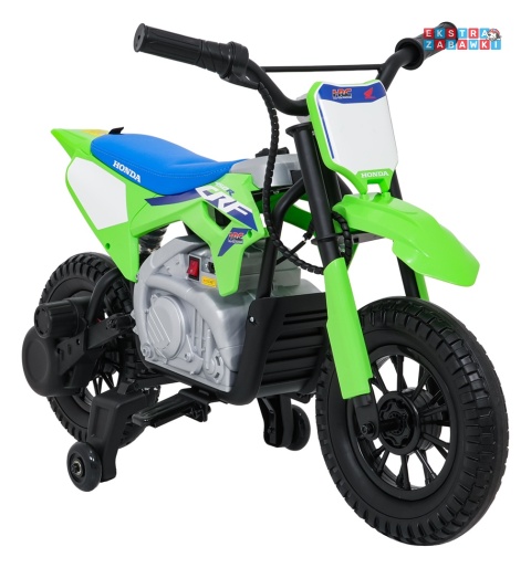 Motor HONDA CFR450R na akumulator - zielony, 1x35W 12V/7Ah, EVA, amortyzator z tyłu, ekoskóra, manetka gazu [A9903]