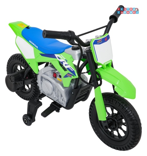 Motor HONDA CFR450R na akumulator - zielony, 1x35W 12V/7Ah, EVA, amortyzator z tyłu, ekoskóra, manetka gazu [A9903]
