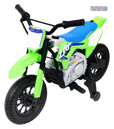 Motor HONDA CFR450R na akumulator - zielony, 1x35W 12V/7Ah, EVA, amortyzator z tyłu, ekoskóra, manetka gazu [A9903]