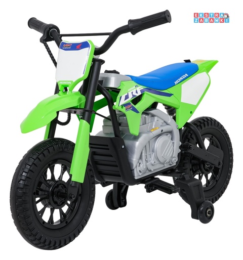 Motor HONDA CFR450R na akumulator - zielony, 1x35W 12V/7Ah, EVA, amortyzator z tyłu, ekoskóra, manetka gazu [A9903]
